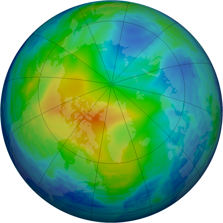 Arctic ozone map for 21 November 1994